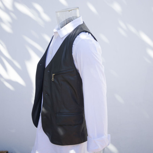 2022 Custom Mens Leather Vest|Hot-sales Fashion Leather Vest Garment Manufacturer