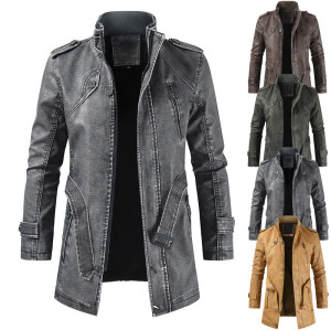 2022 automne trench-coat en cuir | nouveau manteau en cuir PU à la mode décontractée pour hommes | col montant