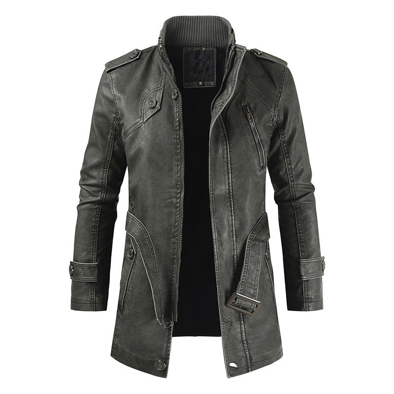 men's leather trench coat