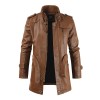2022 Custom Leather Trench Coat Mens|PU Long Leather Jacket with Velvet|PU Trench Coats Men's Coat