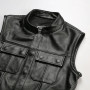 2022 Custom Men Motorcycle Leather Vests |Hot-sales Fashion Leather Vest Manufacturer
