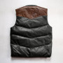 2022 Winter Custom Leather Vests |Cow Leather Vest with Duck Down Padding|Leather Down Vest