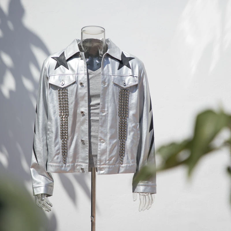 chaqueta de motorista de cuero para hombre