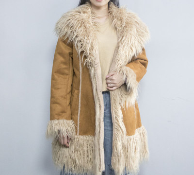 High Quality Suede Leather with Fur Coat | Double Face Sheepskin Leather Fur Jacket Fashionable For Woman