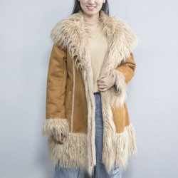 High Quality Suede Leather with Fur Coat | Double Face Sheepskin Leather Fur Jacket Fashionable For Woman