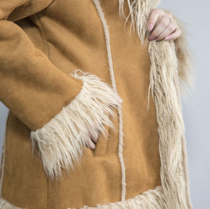 Cuir suédé de haute qualité avec manteau de fourrure | Veste de fourrure en cuir de mouton double face à la mode pour femme