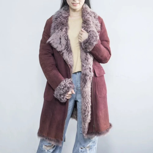 Cuero de gamuza de mujer de alta calidad con abrigo de piel | Fabricante de chaqueta de cuero de mujer de diseño de moda