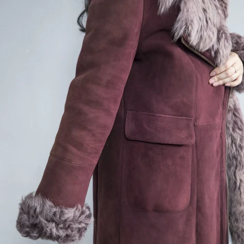 Cuero de gamuza de mujer de alta calidad con abrigo de piel | Fabricante de chaqueta de cuero de mujer de diseño de moda