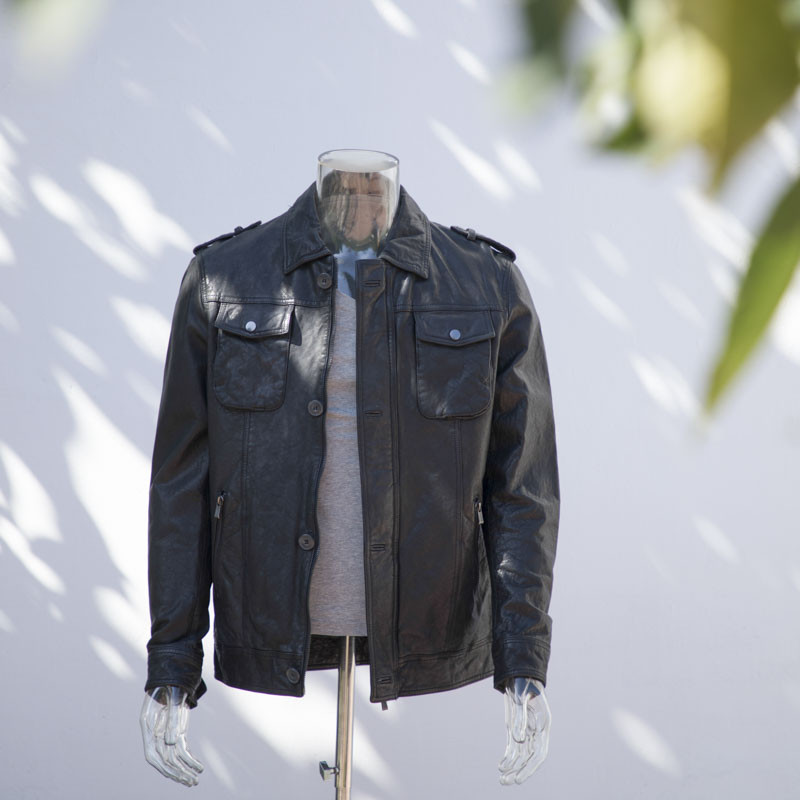 giacca di pelle da motociclista da uomo