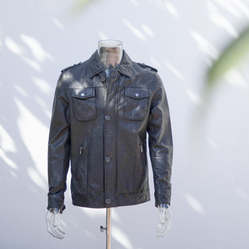 Garment Factory Black Leather Biker Jacket Mens | Popular Biker Jackets Manufacturer