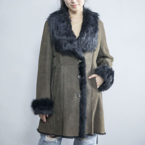 Beliebte Damen Wildleder mit Pelz Wintermantel | Hersteller von Lederjacken für Damen