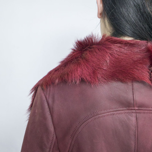 Cuero de calidad superior para mujer con abrigo de invierno de piel | Fabricante de chaqueta de cuero para mujer