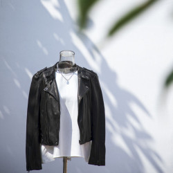 Hot Selling Short Women Black Leather Biker Jacket|Popular Design Leather Jacket Manufacturer