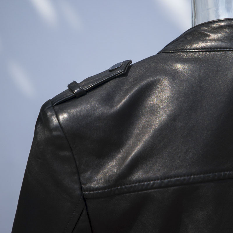 women's black leather blazer