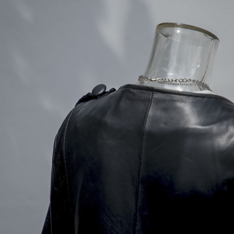 women's black leather blazer