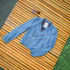 Hot Sale Short Women's Blue Leather Biker Jacket|High Quality Leather Jacket Manufacturer