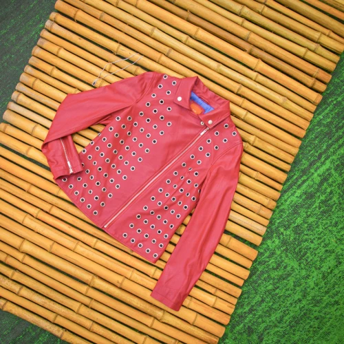 Chaqueta motera de cuero para mujer corta a la moda|Fabricante de chaqueta de cuero de alta calidad