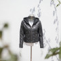 Customized Women's Genuine Leather Jacket With Hood Casual|Black Real Leather Coat for Women