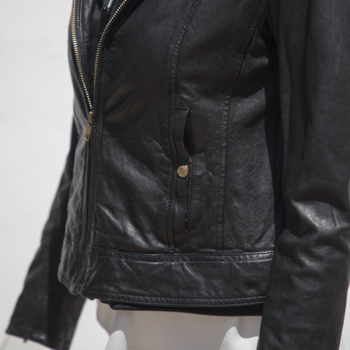 Customized Women's Genuine Leather Jacket With Hood Casual|Black Real Leather Coat for Women