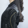 Chaqueta de gamuza de cuero negro para mujer más vendida | Fabricante de chaquetas de motociclista de alta calidad