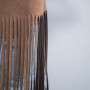 Veste en cuir suédé marron pour femmes populaires avec pompon | Fabricant de vestes en cuir au design tendance
