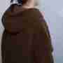Giacca con cappuccio in pelliccia sintetica marrone da donna alla moda|Produttore di giacche in pelliccia sintetica da donna di design di alta qualità