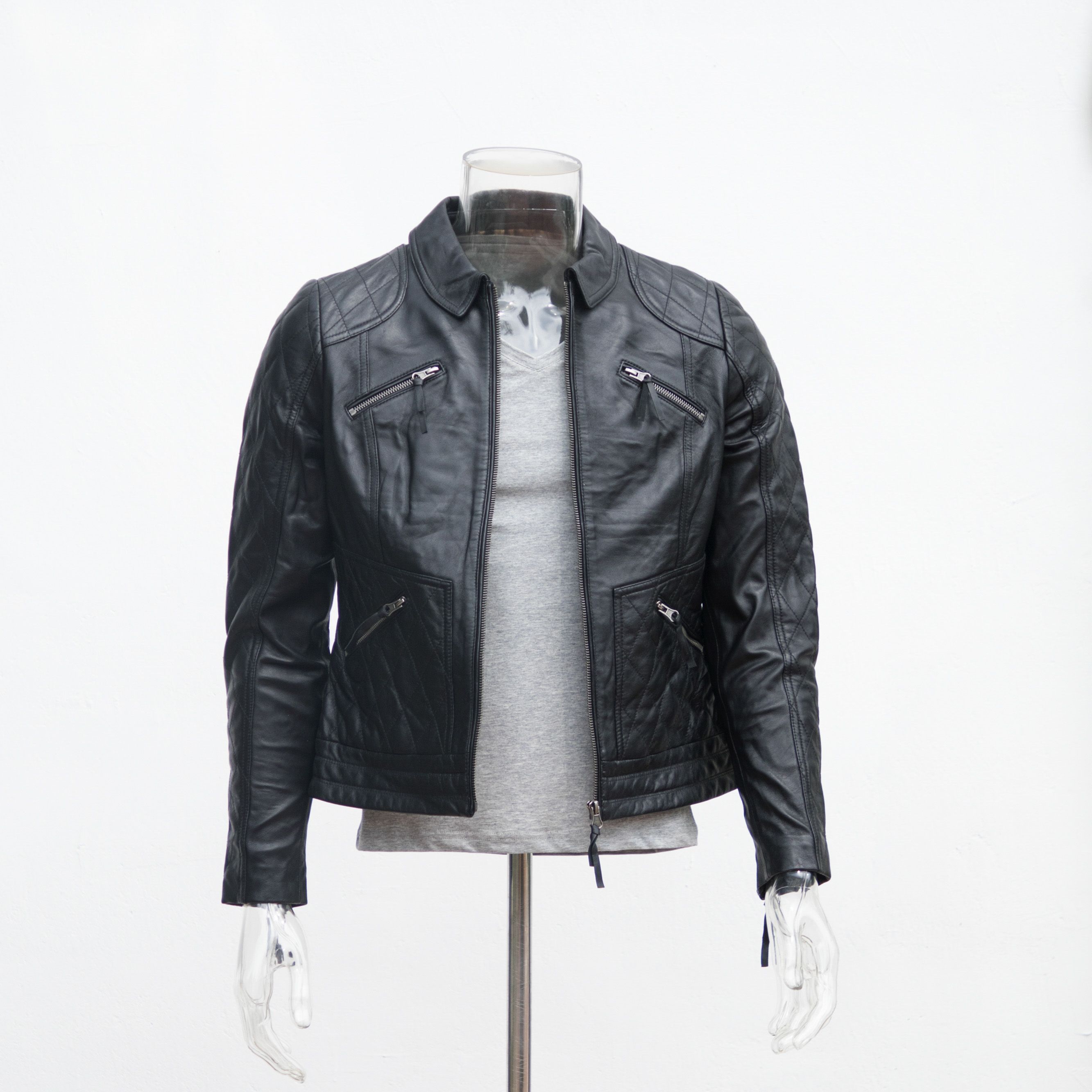 veste en cuir de motard hommes