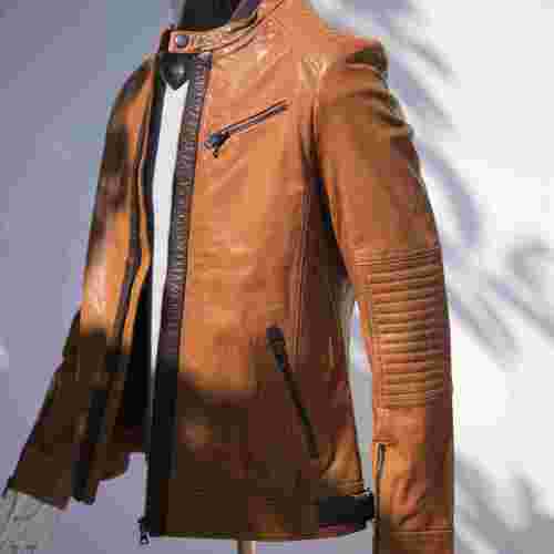 Customized Men Short Leather Biker Jackets|Fashional  Design Biker Jacket Manufacturer