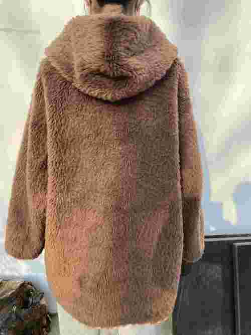 Cappotto lungo dell'orsacchiotto con cappuccio delle donne di vendita calda| Cappotti di peluche oversize da donna | Produttore di giacche di peluche da donna popolari