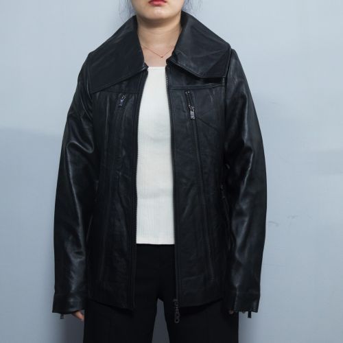 black leather blazer for women