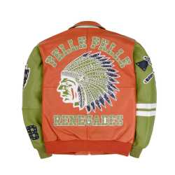 Men's Genuine Leather Jacket Custom Lambskin Leather Streetwear Rhinestone Embroidered Design Jacket