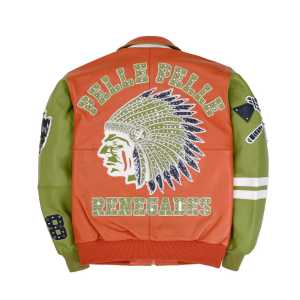 Men's Genuine Leather Jacket Custom Lambskin Leather Streetwear Rhinestone Embroidered Design Jacket
