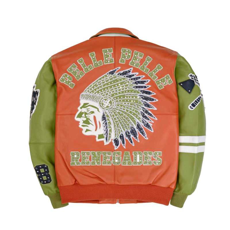 Men's Genuine Leather Jacket Custom Lambskin Leather Streetwear Rhinestone Embroidered Design Jacket