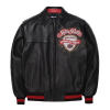 Men's Bomber Leather Jackets Complex Embroidery Design Lambskin Varsity Jacket Manufacturer