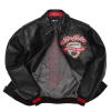 Men's Bomber Leather Jackets Complex Embroidery Design Lambskin Varsity Jacket Manufacturer