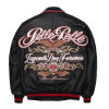Men's Bomber Leather Jackets Complex Embroidery Design Lambskin Varsity Jacket Manufacturer