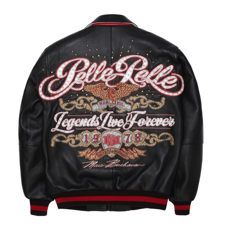 Men's Bomber Leather Jackets Complex Embroidery Design Lambskin Varsity Jacket Manufacturer