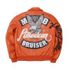 OEM Manufacturer Men's Lambskin Leather Varsity Jackets Embroidery Street Wear with Patchwork