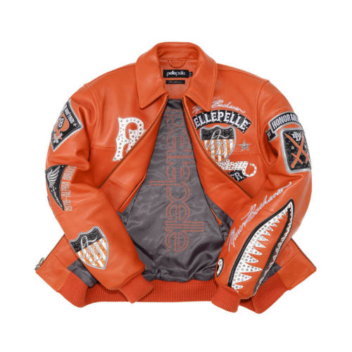 OEM Manufacturer Men's Lambskin Leather Varsity Jackets Embroidery Street Wear with Patchwork