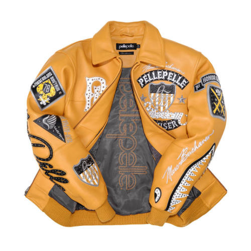 Custom Lambskin Leather Jacket Men OEM Embroidery Rhinestones Patches Sheepskin Varsity Bomber Jacket