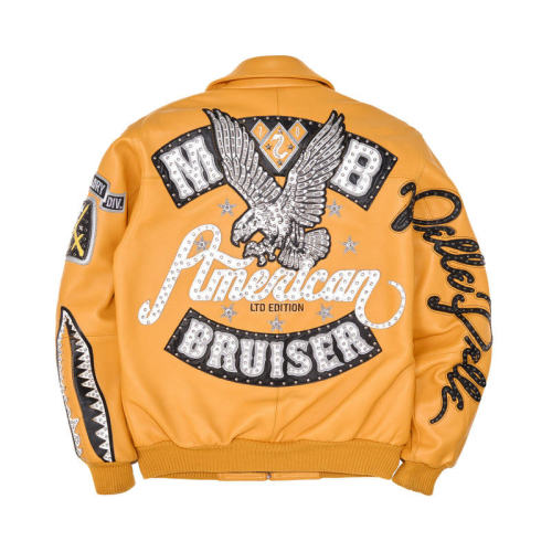 Custom Lambskin Leather Jacket Men OEM Embroidery Rhinestones Patches Sheepskin Varsity Bomber Jacket