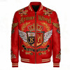 Source Factory Custom Red Color Lambskin Applique Embroidery Jacket OEM Low MOQ Plus Size Men's Genuine Leather Varsity Jacket
