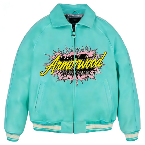 OEM Men's Streetwear Manufacturer Custom Plus Size Men's Plain Embroidered Screen Print Embossed Lambskin Leather Aviator Jacket