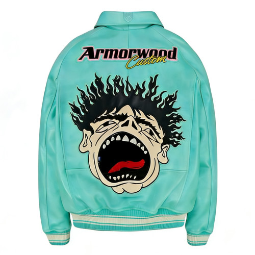 OEM Men's Streetwear Manufacturer Custom Plus Size Men's Plain Embroidered Screen Print Embossed Lambskin Leather Aviator Jacket