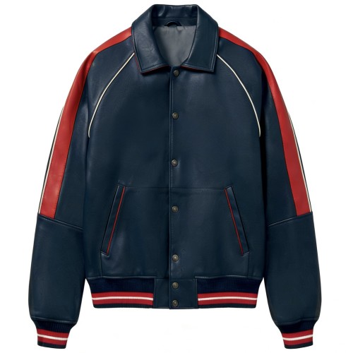 Custom Sheepskin Leather Men's Streetwear Bomber Jacket High Quality Aviator Jacket Manufacturer