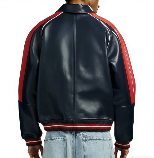 Custom Sheepskin Leather Men's Streetwear Bomber Jacket High Quality Aviator Jacket Manufacturer