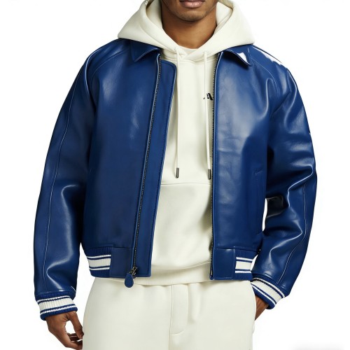 OEM AVIREX Style Lambskin Leather Aviator Jacket Custom Logo Patch Embroidery Genuine Leather Varsity Jacket Manufacturer