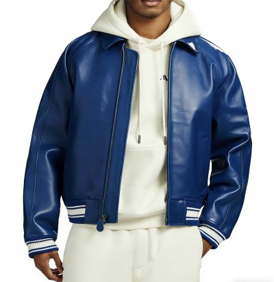 OEM AVIREX Style Lambskin Leather Aviator Jacket Custom Logo Patch Embroidery Genuine Leather Varsity Jacket Manufacturer