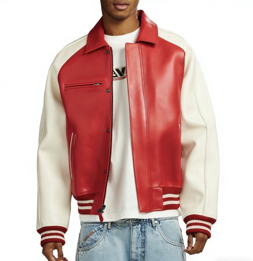 Custom Sheepskin Leather Men's Streetwear Bomber Jacket High Quality Aviator Jacket Manufacturer | Men's Leather Aviator Jackets | Danke Leather Garment Manufacturer