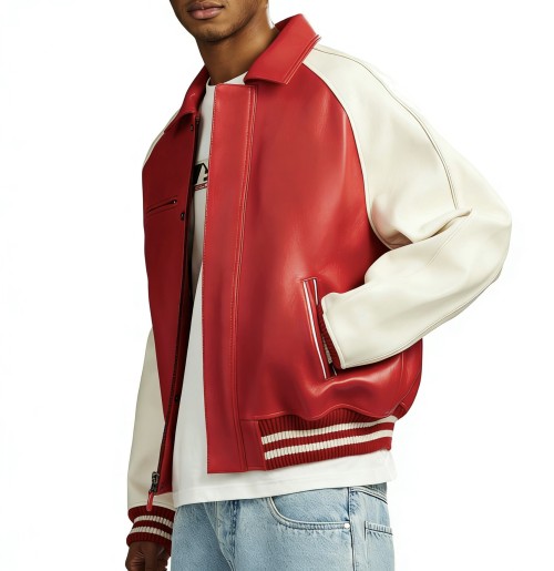 Custom Sheepskin Leather Men's Streetwear Bomber Jacket High Quality Aviator Jacket Manufacturer | Men's Leather Aviator Jackets | Danke Leather Garment Manufacturer